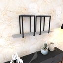 Ver imagem 1 de Prateleira Industrial Suspensa Estante Parede Nicho Cinza Ferro e Madeira Suporte Pratileira