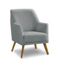 Ver imagem 1 de Poltrona Decorativa Retrô Recepção Magali Lisa Veludo Cinza Claro Lansofbr