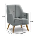 Ver imagem 6 de Poltrona Decorativa Retrô Recepção Magali Lisa Veludo Cinza Claro Lansofbr
