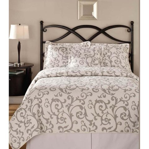 Kit Colcha Queen Adora Branco e Bege - Qaza