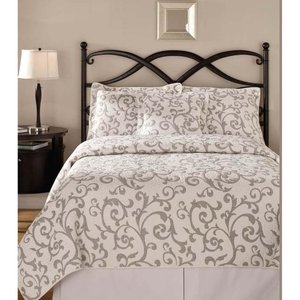 Kit Colcha Queen Adora Branco e Bege - Qaza