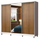 Ver imagem 3 de Guarda Roupa Casal 100% Mdf Madesa Zurique 3 Portas de Correr com Espelho com Pés - Branco/rustic