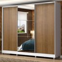 Ver imagem 1 de Guarda Roupa Casal 100% Mdf Madesa Zurique 3 Portas de Correr com Espelho com Pés - Branco/rustic