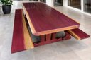Ver imagem 3 de Mesa Rústica Madeira Maciça Roxão (250cm X 85cm X 6cm) Pés Torre, com 2 Bancos (250cm X 36cm X 4cm)