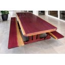 Ver imagem 3 de Mesa Rústica Madeira Maciça Roxão (250cm X 85cm X 6cm) Pés Torre, com 2 Bancos (250cm X 36cm X 4cm)