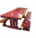 Ver imagem 2 de Mesa Rústica Madeira Maciça Roxão (250cm X 85cm X 6cm) Pés Torre, com 2 Bancos (250cm X 36cm X 4cm)