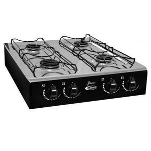 Fogão Gás Junior 4 Bocas de Mesa Base de Inox Preto