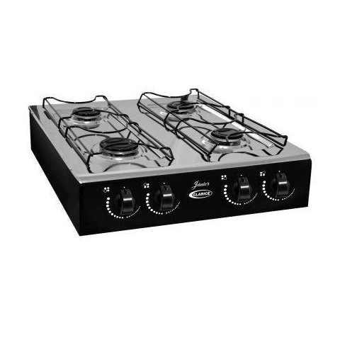 Fogão Gás Junior 4 Bocas de Mesa Base de Inox Preto