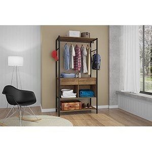 Guarda Roupa Aberto 2 Gavetas com Nichos e Prateleira Paris Closet Preto/demolição - Artefamol