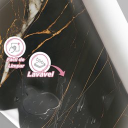 Papel de Parede Painel 3D Mármore Cinza Fio Ouro 2M Revestimento Pedra Requinte Auto Colante - 4