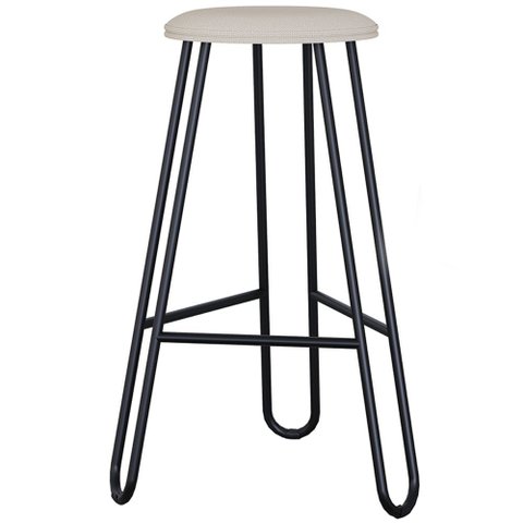 Banqueta Baixa Bar Cozinha Sala de Jantar Áris C01 Preto Linho Areia - Lyam Decor