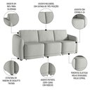 Ver imagem 3 de Sofá Cama Casal para Sala 276cm Polska K04 Linho Cinza - Mpozenato