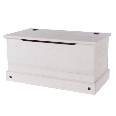 Baú de Madeira Maciça Branco Lavado