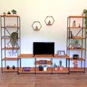 Ver imagem 1 de Sala de TV Industrial Completo Grande e Duas Estantes Torre Slim Carvalho e Preto