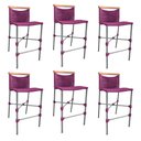 Ver imagem 1 de Kit 6 Banquetas Anne em Corda Náutica Base em Alumínio Cinza com Detalhe em Madeira Rosa