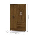 Ver imagem 3 de Guarda-roupa Utebo 4 Portas Imbuia 2 Cabideiros Puxadores Metalizados Solteiro