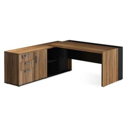 Mesa PRESIDENTE com Armário Pedestal -WEBSTART - NOGAL SEVILHA/PRETO - 20602 - 2