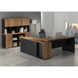 Mesa PRESIDENTE com Armário Pedestal -WEBSTART - NOGAL SEVILHA/PRETO - 20602 - 7