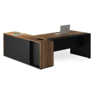 Mesa PRESIDENTE com Armário Pedestal -WEBSTART - NOGAL SEVILHA/PRETO - 20602