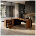 Ver imagem 1 de Mesa Presidente com Armário Pedestal Workstart Nogal Sevilha/Preto 20602
