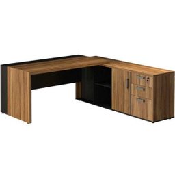 Mesa PRESIDENTE com Armário Pedestal -WEBSTART - NOGAL SEVILHA/PRETO - 20602 - 4