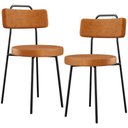 Ver imagem 2 de Kit 2 Cadeiras Decorativas Estofada para Sala de Jantar Barcelona L02 Couríssimo Canela - Lyam Decor