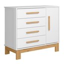 Ver imagem 4 de Berço Cômoda e Guarda Roupa Theo Infantil 4 Portas 6 Gavetas MDP Branco Acetinado Qmovi