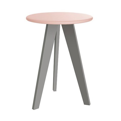 Mesa de Canto Prince Rosa Fosco com Pés Cinza - Reller Móveis
