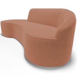 Sofá 5 Lugares Curvo Sala de Estar Living Firenze Direito D02 Veludo Marrom Canela 300 cm C-276 - Ly - 5