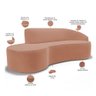 Sofá 5 Lugares Curvo Sala de Estar Living Firenze Direito D02 Veludo Marrom Canela 300 cm C-276 - Ly - 3