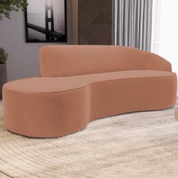 Sofá 5 Lugares Curvo Sala de Estar Living Firenze Direito D02 Veludo Marrom Canela 300 cm C-276 - Ly - 2