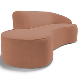 Sofá 5 Lugares Curvo Sala de Estar Living Firenze Direito D02 Veludo Marrom Canela 300 cm C-276 - Ly - 7