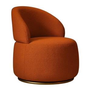 Poltrona Giratória com Base Dourada em Aço Carbono Bella - Exclusiva Boulclè Terracota