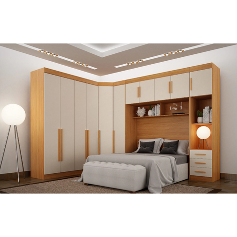 Dormitório Modulado Casal Orion 100% MDF Cin/Off - Leifer