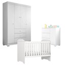 Ver imagem 1 de Quarto de Bebê Duda 4 Portas com Berço Americano Mini Cama Mel Branco Brilho – Phoenix Baby