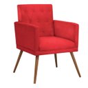 Ver imagem 1 de Poltrona Decorativa Nina Plus Pés Madeira Suede Vermelho