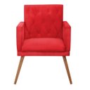 Ver imagem 2 de Poltrona Decorativa Nina Plus Pés Madeira Suede Vermelho
