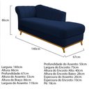 Ver imagem 5 de Kit Diva Recamier Vanessa 140cm Lado Direito e 02 Poltronas Laura Suede Azul Marinho - Amarena Móvei