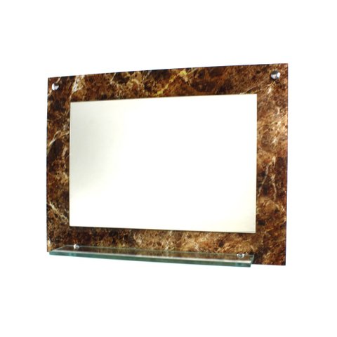 ESPELHO PARA BANHEIRO COM PRATELEIRA 60CM X 45CM MÁRMORE IMPERADOR
