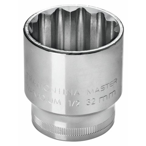 Soquete Estriado 30 Mm Encaixe 1/2´´ com Acabamento Cromado