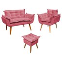 Ver imagem 2 de Kit Namoradeira Poltrona e Puff Decorativo para Sala Manicure Consultório Alice Suede