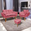 Ver imagem 1 de Kit Namoradeira Poltrona e Puff Decorativo para Sala Manicure Consultório Alice Suede