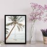Quadro Praia Coqueiro Balanço 33x24cm - com vidro:Madeira preta - 1