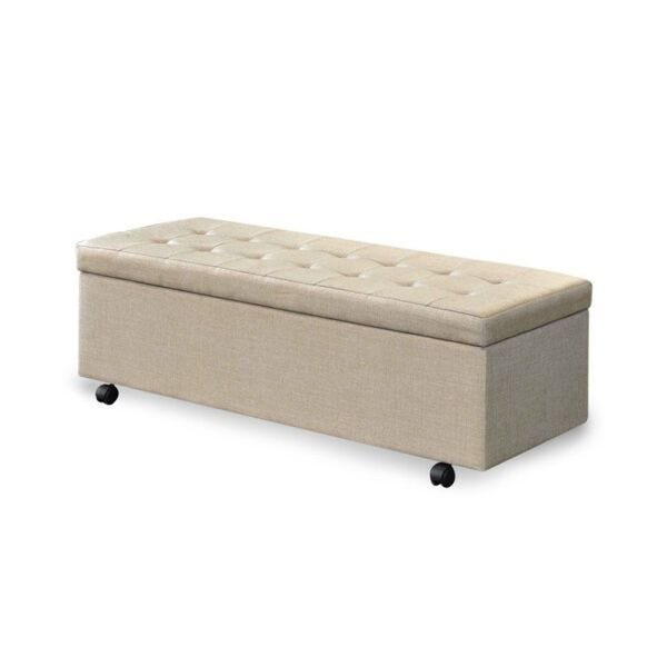 Calçadeira Recamier Queen Size Dubai para quarto 1,60M Suede Bege