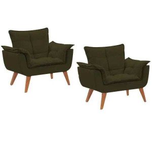 Kit 2 Poltronas Decorativas Opala Suede