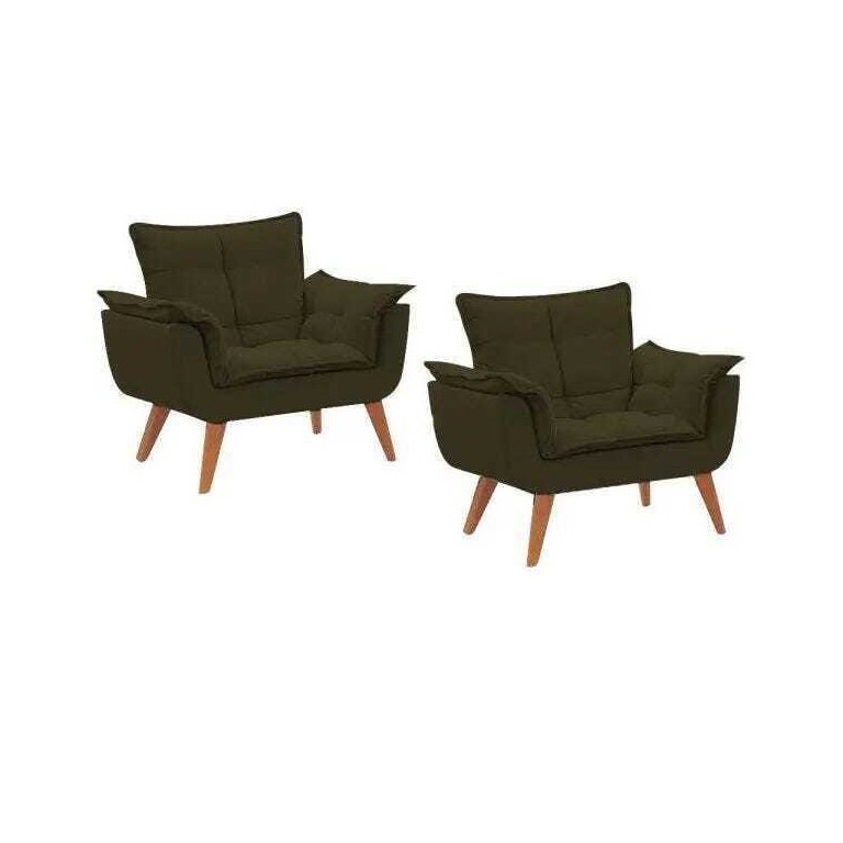 Kit 2 Poltronas Decorativas Opala Suede