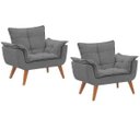 Ver imagem 1 de Kit 2 Poltronas Decorativas Opala Suede Cinza