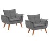 Kit 2 Poltronas Decorativas Opala Suede Cinza - 1
