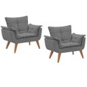 Ver imagem 2 de Kit 2 Poltronas Decorativas Opala Suede Cinza