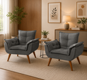 Ver imagem 1 de Kit 2 Poltronas Decorativas Opala Suede Cinza